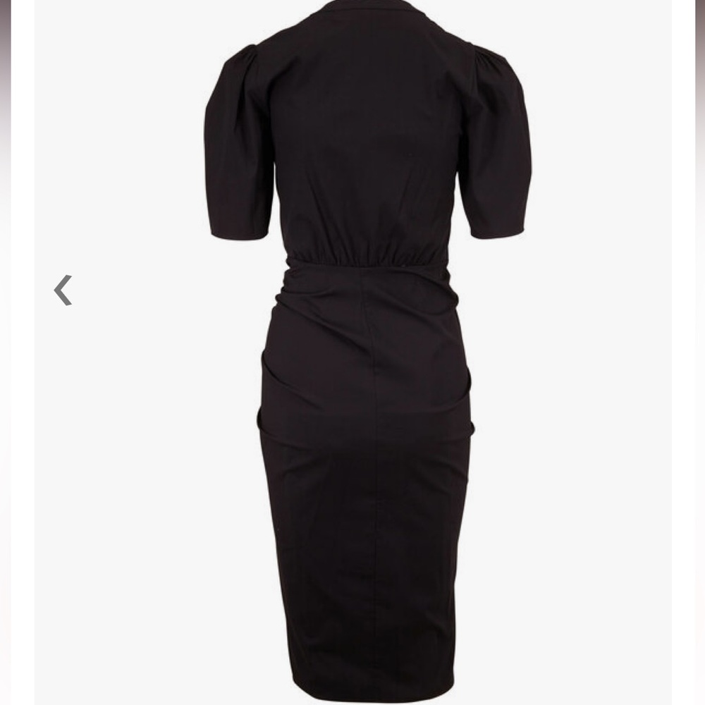 Veronica Beard Atia Cotton Poplin Ruched Stretch Button Front Black Dress Sz 12 - Picture 6 of 15